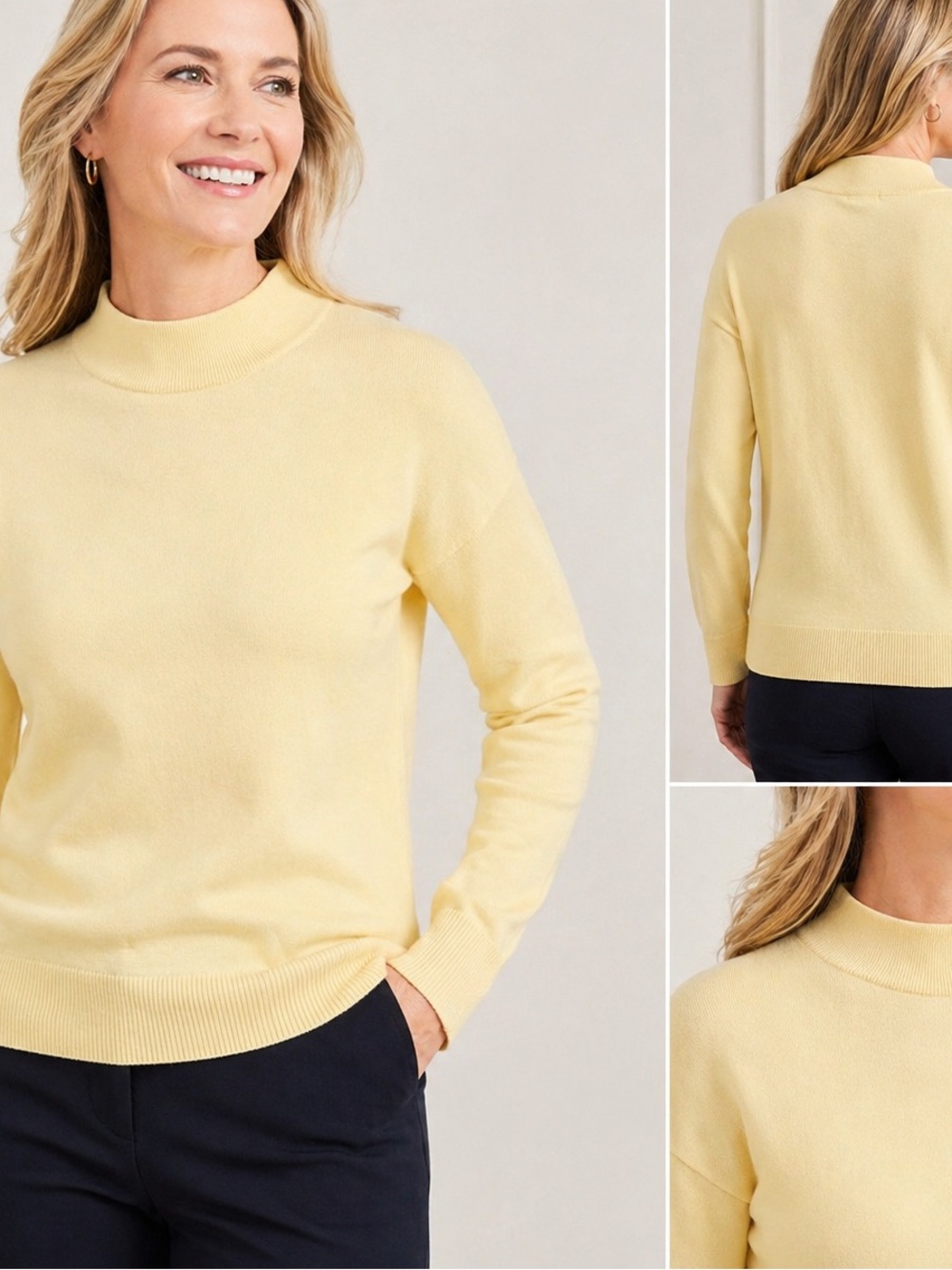 Talbots Pale Yellow Mock Neck Sweater